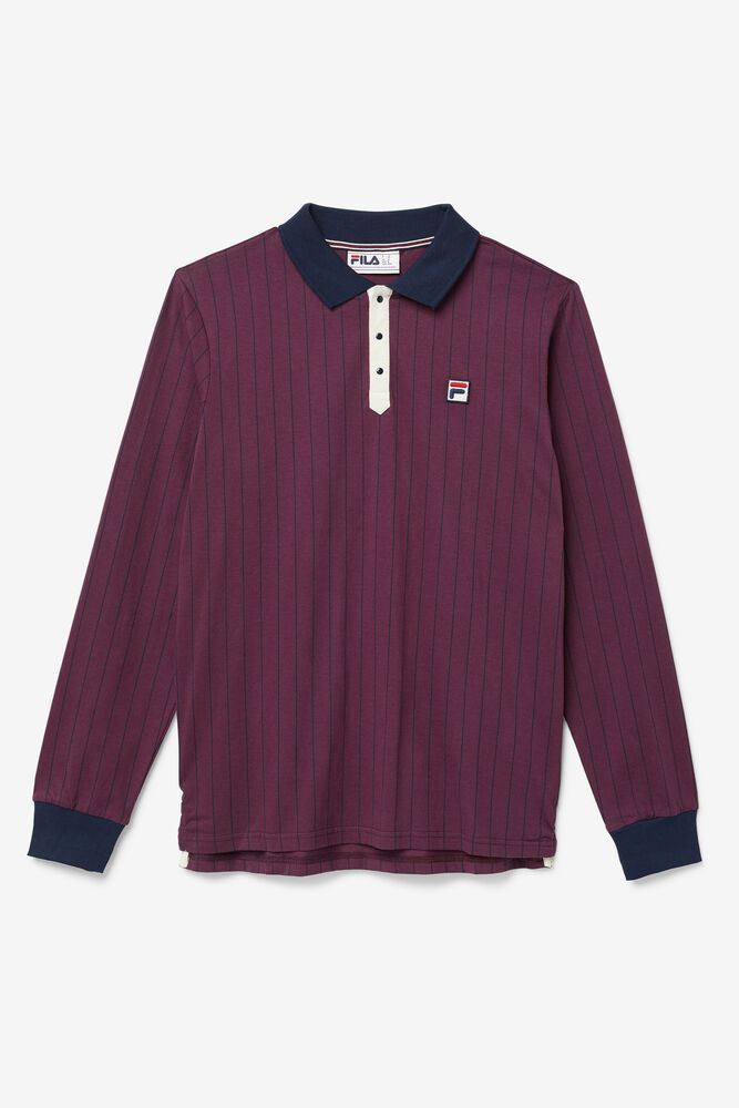 Fila ポロシャツ メンズ 紫 Bb2 長袖 6503-NXZWQ